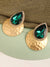 Green Stone Gold Plated Drop Earring