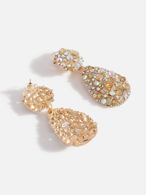 Multi Colour Stones Gold Plated Drop Earrings