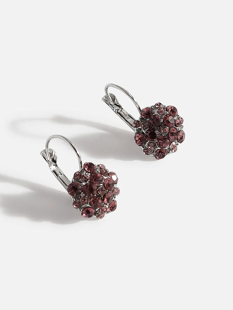 Purple Stone Flower Drop Earring