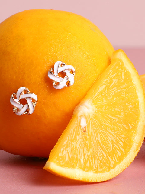 Gold Plated White Stud Earrings