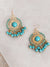 Blue Stone Gold Plated Drop Earrings