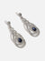Blue Stone Silver Rhinestone Drop Earrings