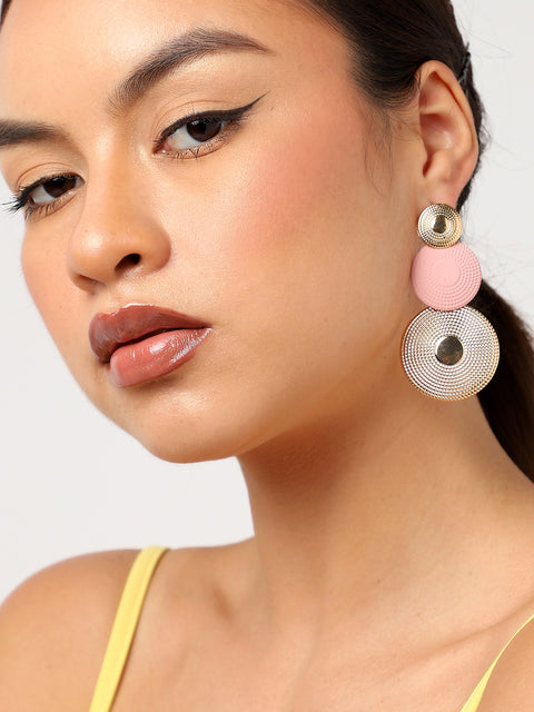 Gold Plated Pink Drop Earrings