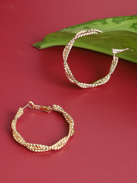 Gold Plated Contemporary Hoop Earrings