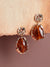 Brown Stone Gold Plated Drop Earrings