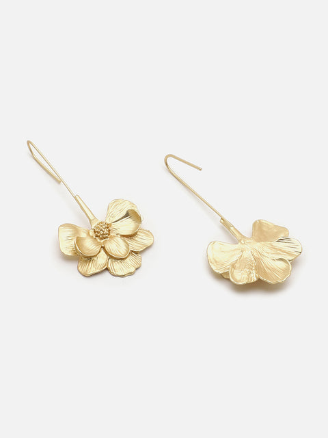SOHI GOLD PLATED FLOWER DROP EARRINGS