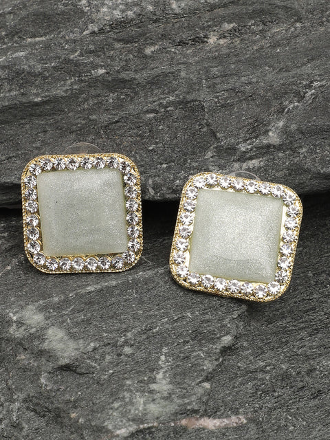 Gold Plated Party Designer Stone Stud For Women