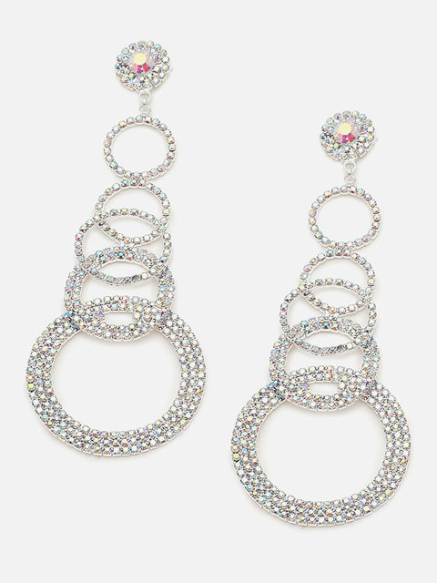 Silver Plated Party Designer Stone Drop Earring For Women