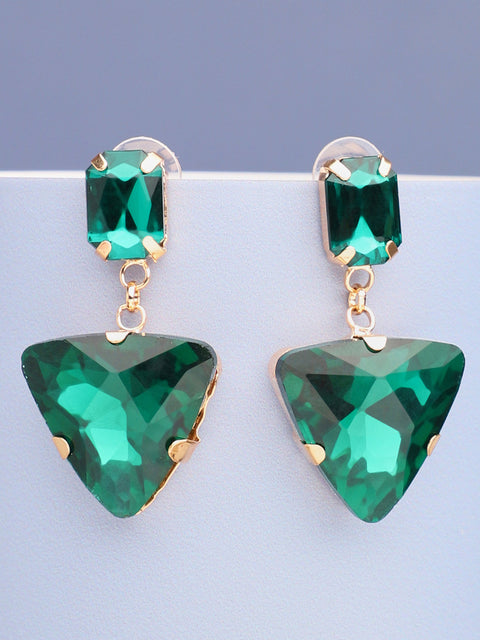 Gold Plated Party Designer Stone Drop Earring For Women