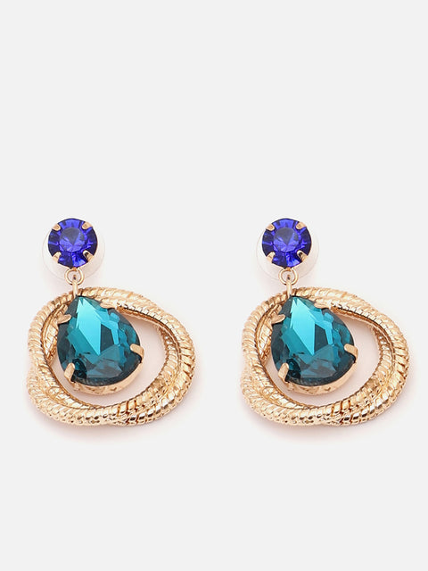 Gold Plated Party Designer Stone Drop Earring For Women
