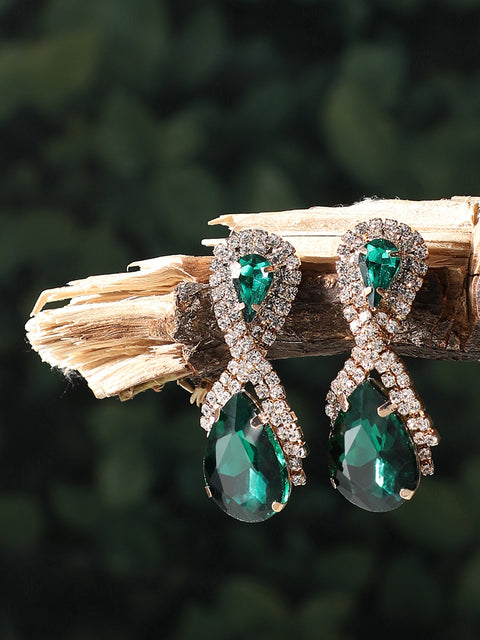 Gold Plated Party Designer Stone Drop Earring For Women