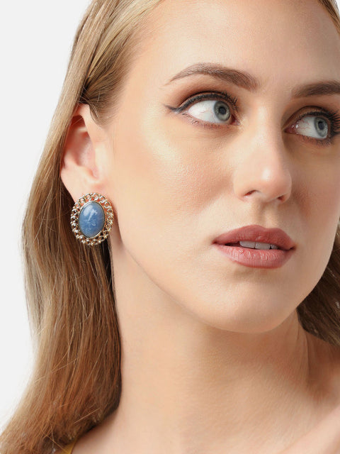 Gold Plated Party Designer Stone Stud For Women