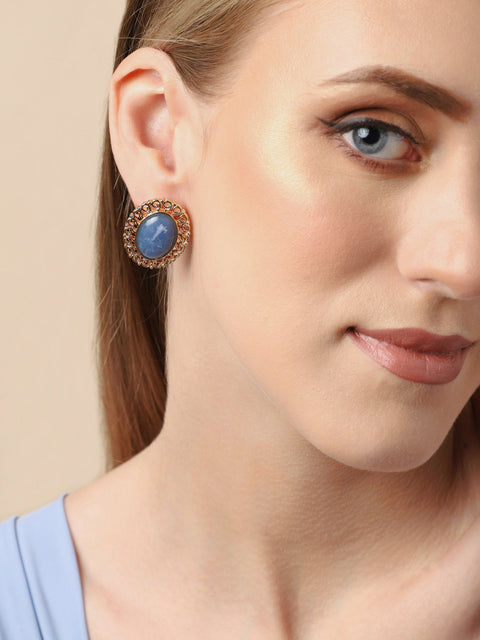 Gold Plated Party Designer Stone Stud For Women