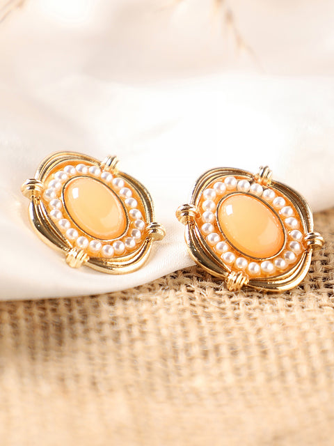 Gold Plated Party Designer Stone Stud For Women