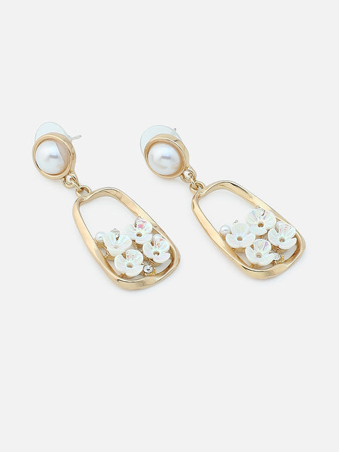 Gold Plated Party Pearls Drop Earring For Women