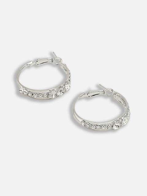 Silver Plated Party Designer Stone Hoop Earring For Women
