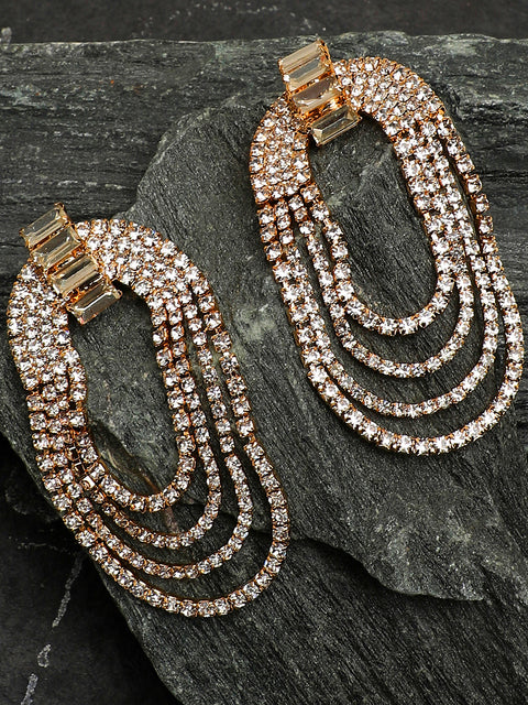 Gold Plated Party Designer Stone Drop Earring For Women