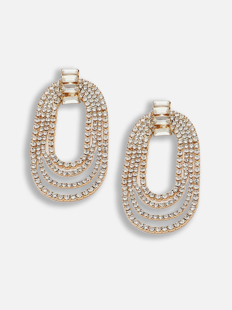 Gold Plated Party Designer Stone Drop Earring For Women