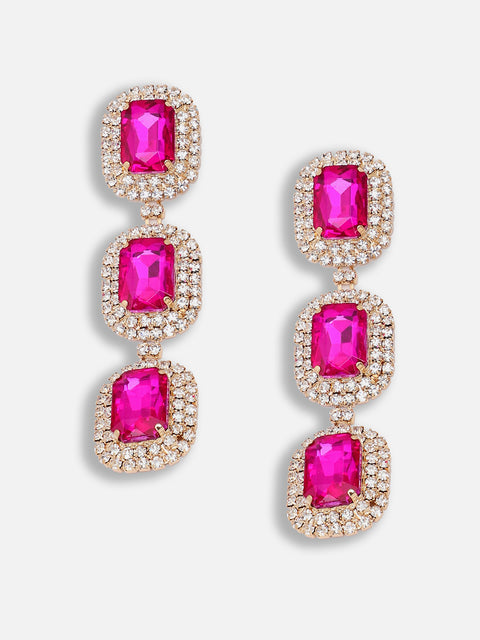 Gold Plated Party Designer Stone Drop Earring For Women