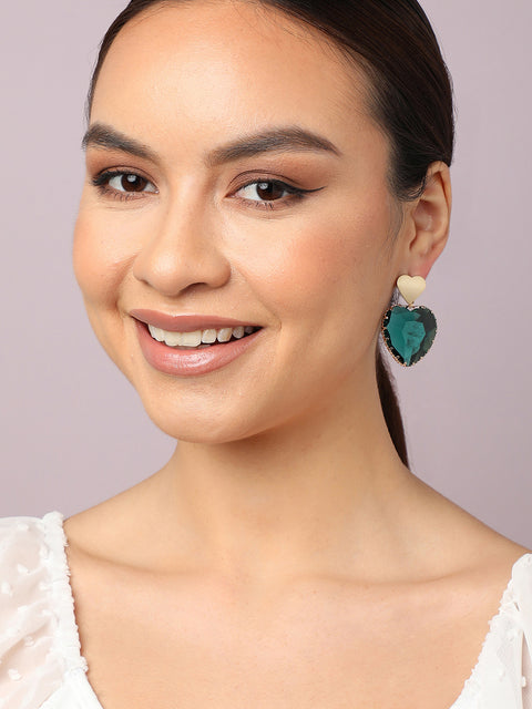 Gold Plated Party Designer Stone Drop Earring For Women