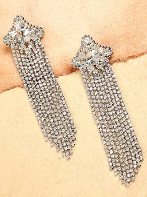 Silver Plated Party Designer Stone Drop Earring For Women