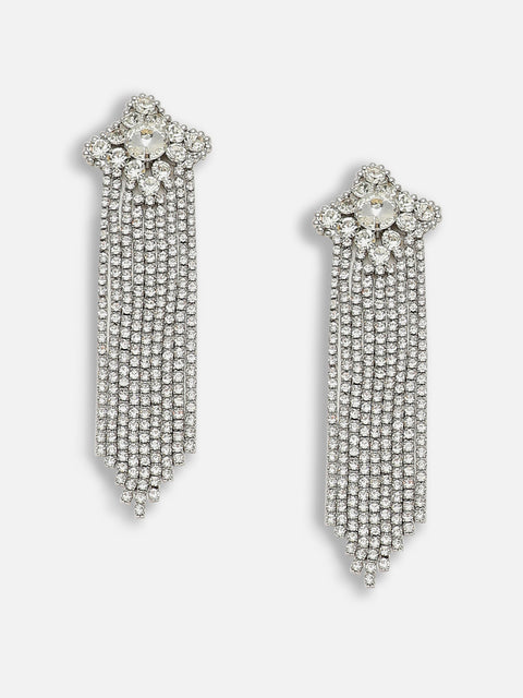 Silver Plated Party Designer Stone Drop Earring For Women