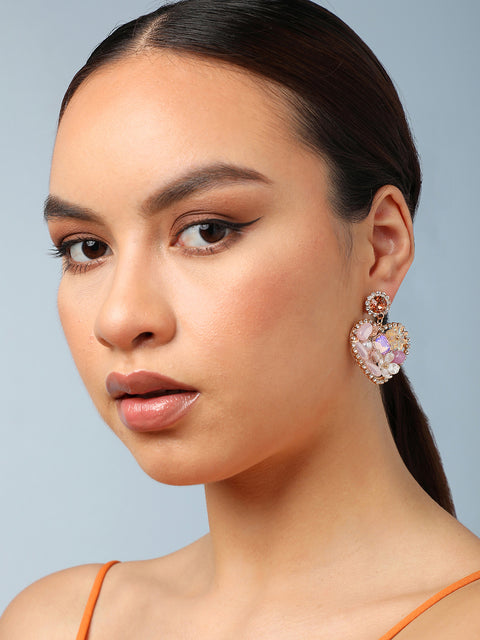 Gold Plated Party Designer Stone Drop Earring For Women