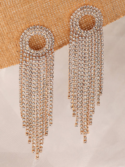 Gold Plated Party Designer Stone Drop Earring For Women