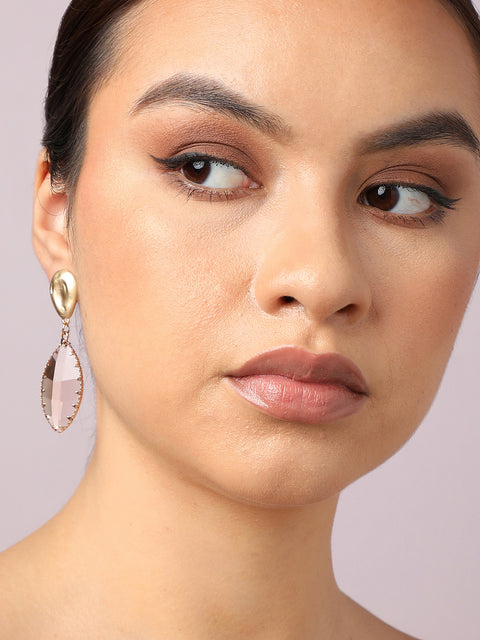 Gold Plated Party Designer Stone Drop Earring For Women