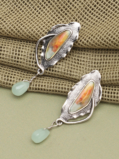 GOLD PLATED PARTY DESIGNER STONE DROP EARRING FOR WOMEN