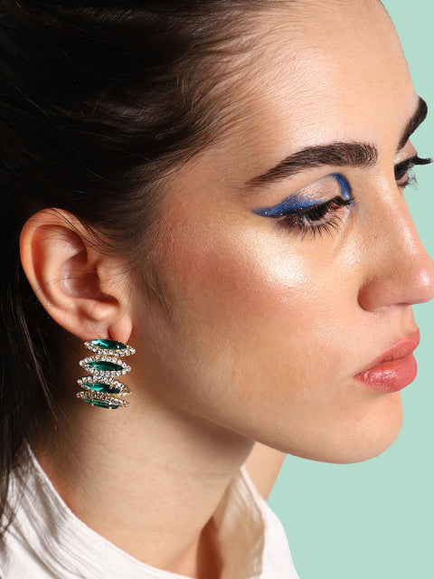 Gold Plated Party Designer Stone Hoop Earring For Women