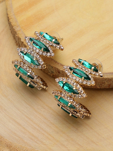 Gold Plated Party Designer Stone Hoop Earring For Women