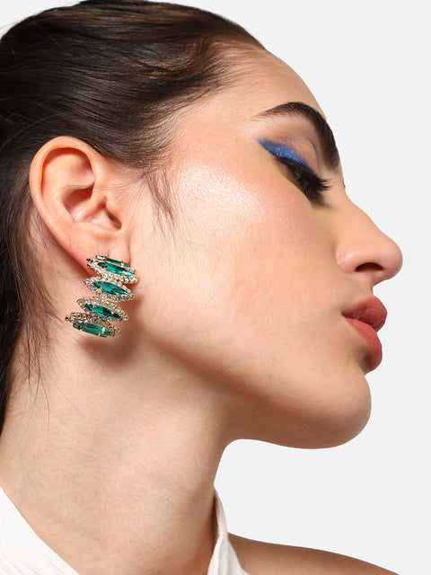 Gold Plated Party Designer Stone Hoop Earring For Women