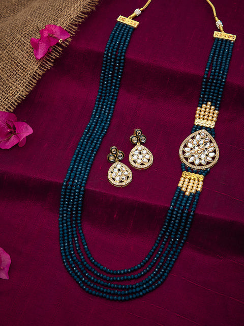 AMERICAN DIAMOND BROOCH MALA & EARRING SET