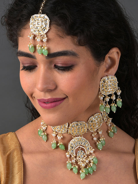 GOLD KUNDAN BRIDAL JEWELLERY SET