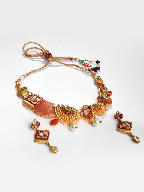 MULTI COLOURED CHOKER WITH EARRINGS