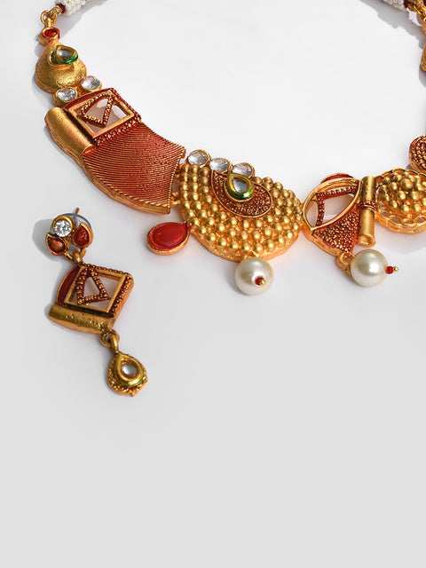 MULTI COLOURED CHOKER WITH EARRINGS