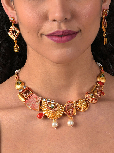 MULTI COLOURED CHOKER WITH EARRINGS