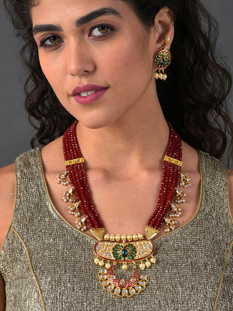 MAROON KUNDAN & MEENAKARI RAANI HAAR SET