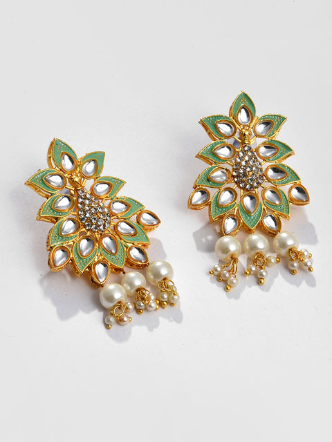 GREEN AND WHITE PENDANT NECKLACE SET