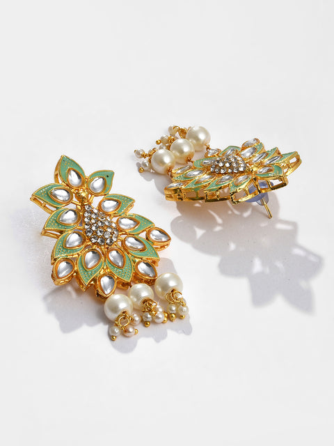 GREEN AND WHITE PENDANT NECKLACE SET