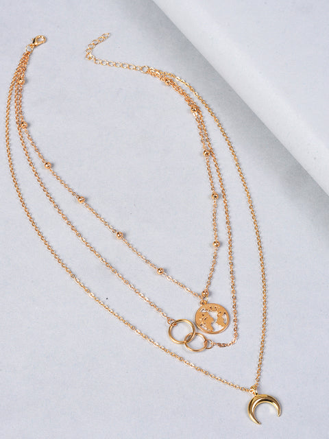 GOLD 3 LAYERED NECKLACE SET