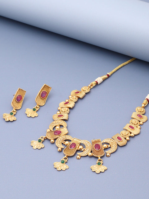 GOLD GOLD STONES JEWELLERY SET