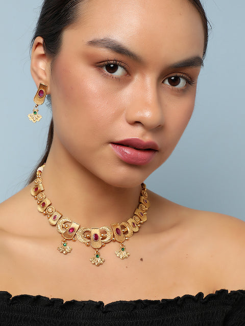 GOLD GOLD STONES JEWELLERY SET