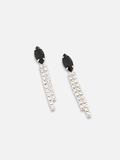 SILVER PLATED PARTY DESIGNER STONE NECKLACE AND EARRING SET FOR WOMEN