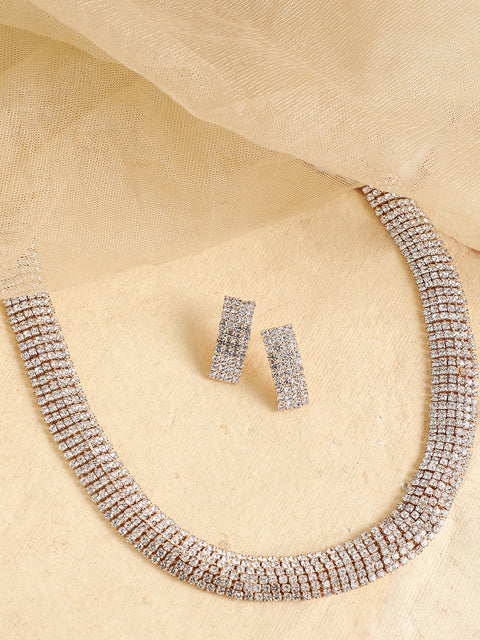 Gold Plated Party Designer Stone Necklace And Earring Set For Women