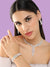 Silver Plated Party Designer Stone Necklace, Earring And Bracelet Set For Women
