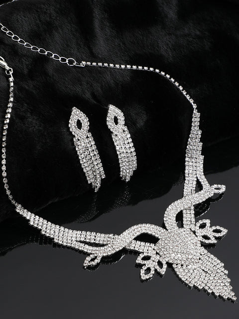 GOLD PLATED PARTY DESIGNER STONE NECKLACE AND EARRING SET FOR WOMEN