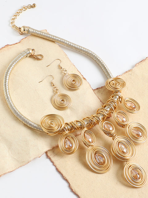 GOLD PLATED PARTY DESIGNER STONE NECKLACE FOR WOMEN