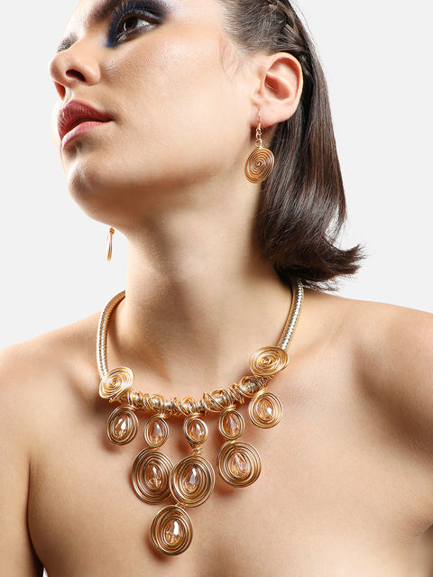 GOLD PLATED PARTY DESIGNER STONE NECKLACE FOR WOMEN